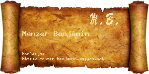 Menzer Benjámin névjegykártya